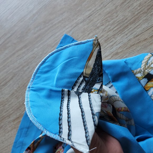 Vintage Michael Mims Kathy Cole Anchor Rope Silk Satin Top Long Sleeve Button - Picture 10 of 10